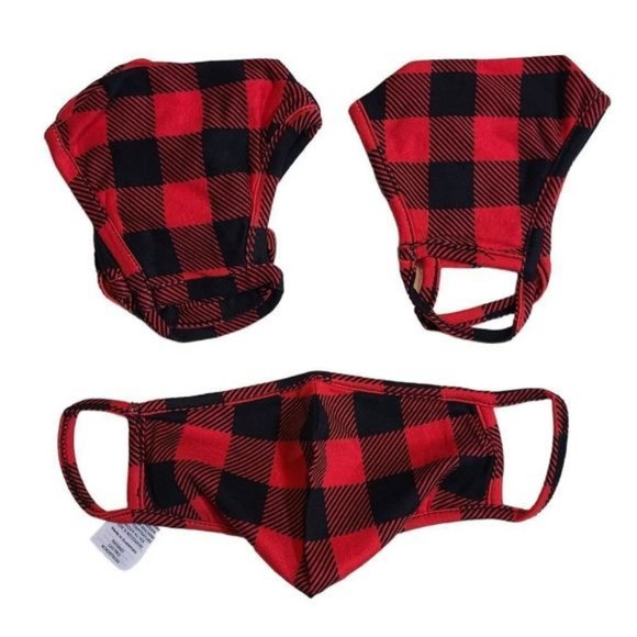 NWT NORDSTROM FAMILY 4 PACK FACE MASKS BUFFALO PLAID 2 ADULT & 2 BIG KIDS - Picture 3 of 6